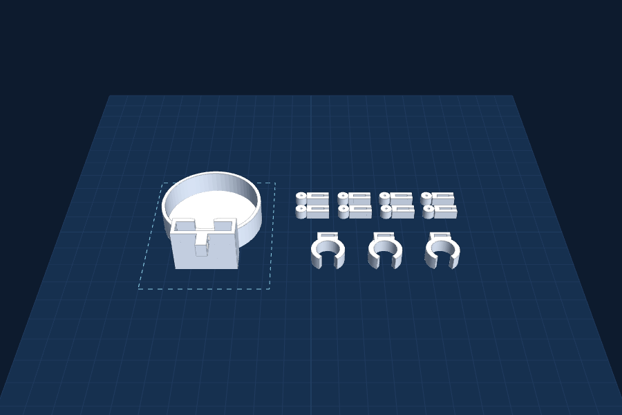 Print plate 4: the white pod cup and cable clips