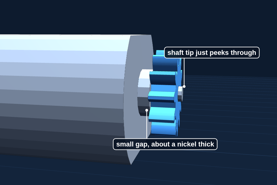 Push the motor gear onto the metal shaft of the 130 motor.