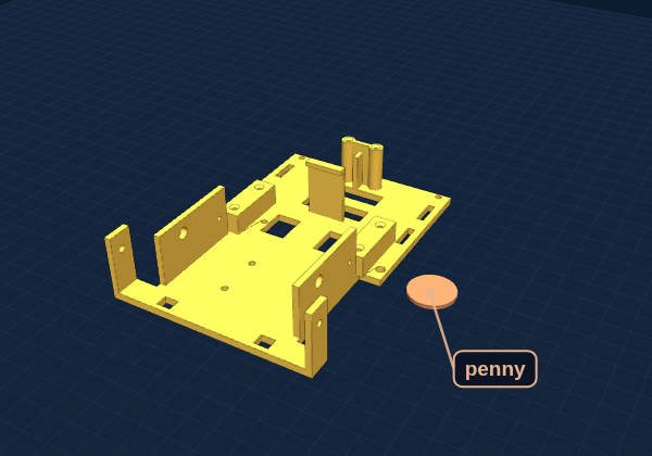 Base plate next to a penny for size
