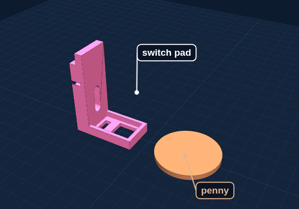 Left sensor arm next to a penny for size