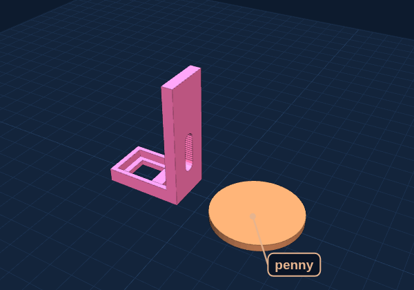 Right sensor arm next to a penny for size