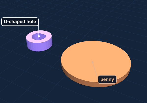 Axle collar next to a penny for size
