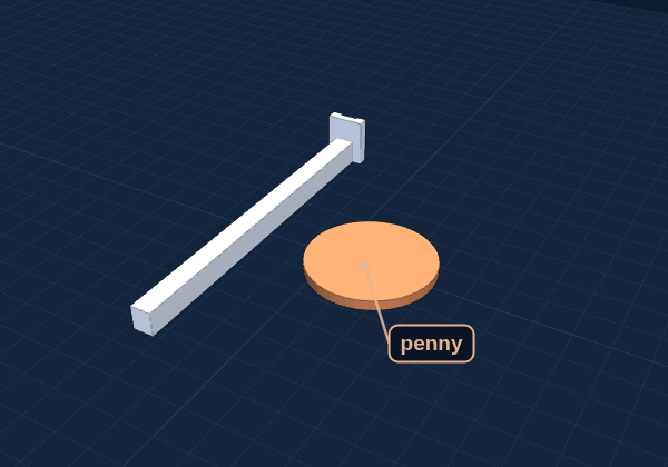 Keeper bar next to a penny for size