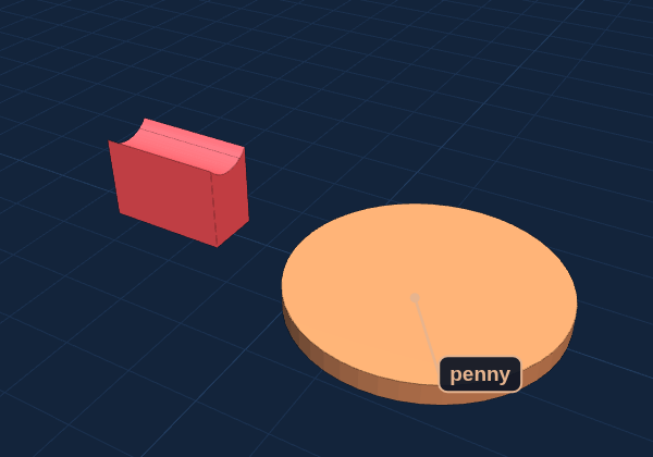 Support block next to a penny for size